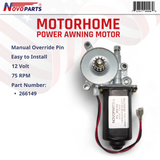 RV Power Awning Replacement Motor Part Number 266149 Compatible with Solera US SELLER ONE YEAR WARRANTY FREE REPLACEMENT FAST AND FREE SHIPPING