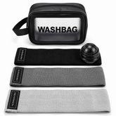 Fabric Resistance Bands for Working Out Women - Set of 3 with Massage Roller Ball & Waterproof Gym Bag - Anti-Slip Glute, Hip & Leg Workout Bands (Black, Gray, Light Gray)