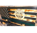 NAVY Wooden Rustic American Flag with Gun Rack Handmade 36” x 19.5”