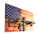 Wooden Rustic American Flag with Gun Rack Handmade 36” x 19.5” Made in the US