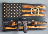 AIR FORCE Wooden Rustic American Flag with Gun Rack Handmade 36” x 19.5” Made in the US