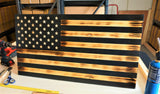 Wooden Rustic American Flag Handmade Black 36” x 19.5” Made in the US