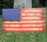 Wooden Rustic American Flag Handmade 36” x 19.5” Made in the US