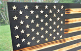 Wooden Rustic American Flag Handmade Black 36” x 19.5” Made in the US