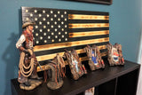 Wooden Rustic American Flag Handmade Black 36” x 19.5” Made in the US