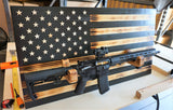 Wooden Rustic American Flag with Gun Rack Handmade 36” x 19.5” Made in the US