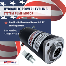 Load image into Gallery viewer, 179327 Hydraulic Power Leveling System Unit Pump Motor for RV 414850, 045-179327 with MANUAL DRIVE and SEALED COLLAR COUPLING