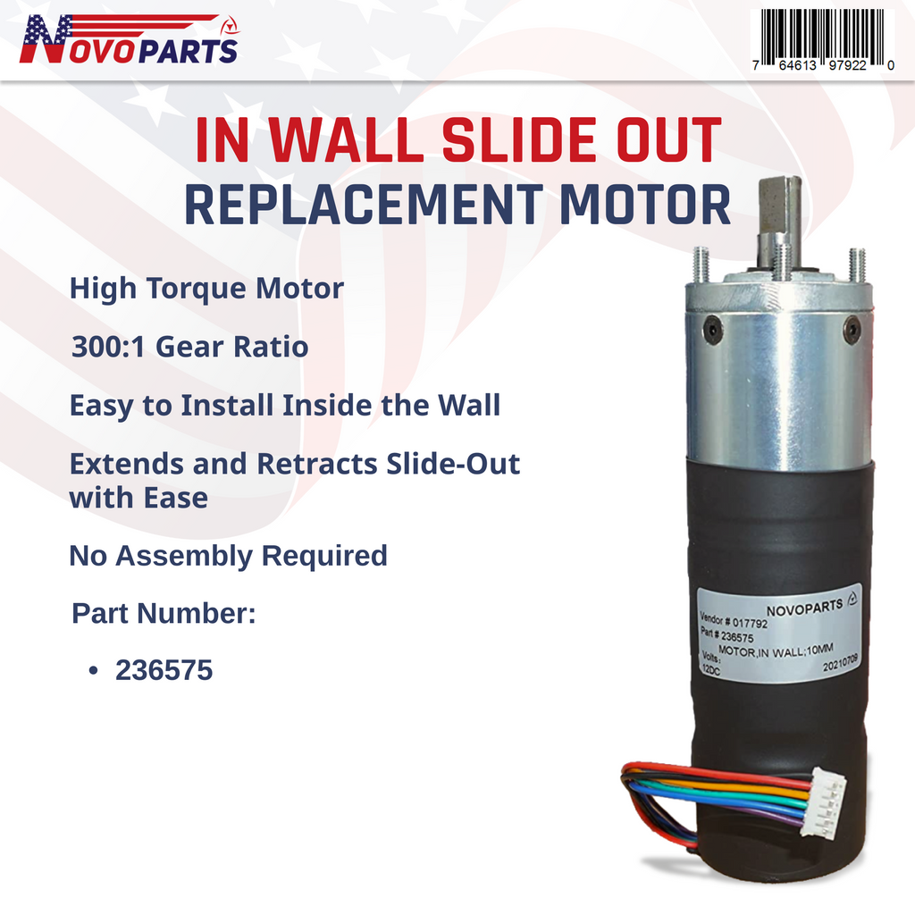 IN WALL SLIDE OUT MOTOR 236575 RATIO 300:1 10mm US SELLER ONE YEAR WARRANTY FREE REPLACEMENT FAST AND FREE SHIPPING