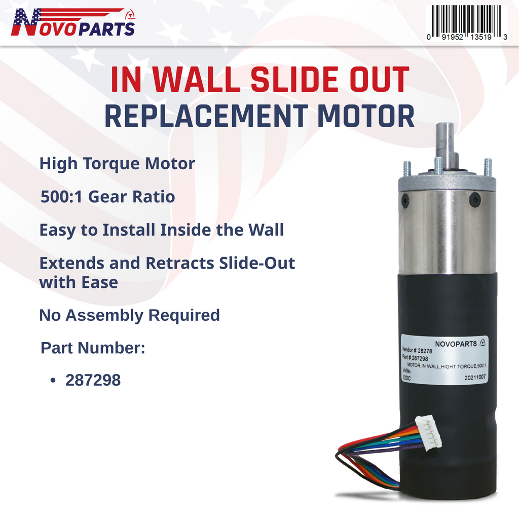 IN WALL SLIDE OUT MOTOR 287298 500:1 12VDC US SELLER ONE YEAR WARRANTY FREE REPLACEMENT FAST AND FREE SHIPPING