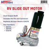 383741 RV Slide Out Motor Replacement for Power Gear Slide Out Motor 383741 368193 524276 Pin and Coupling Included US SELLER ONE YEAR WARRANTY FREE REPLACEMENT FAST AND FREE SHIPPING