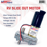 523900 RV Slide Out Motor Replacement for Power Gear Slide Out Motor 12V 523143, 523983, 521976, Double Shaft US SELLER ONE YEAR WARRANTY FREE REPLACEMENT FAST AND FREE SHIPPING