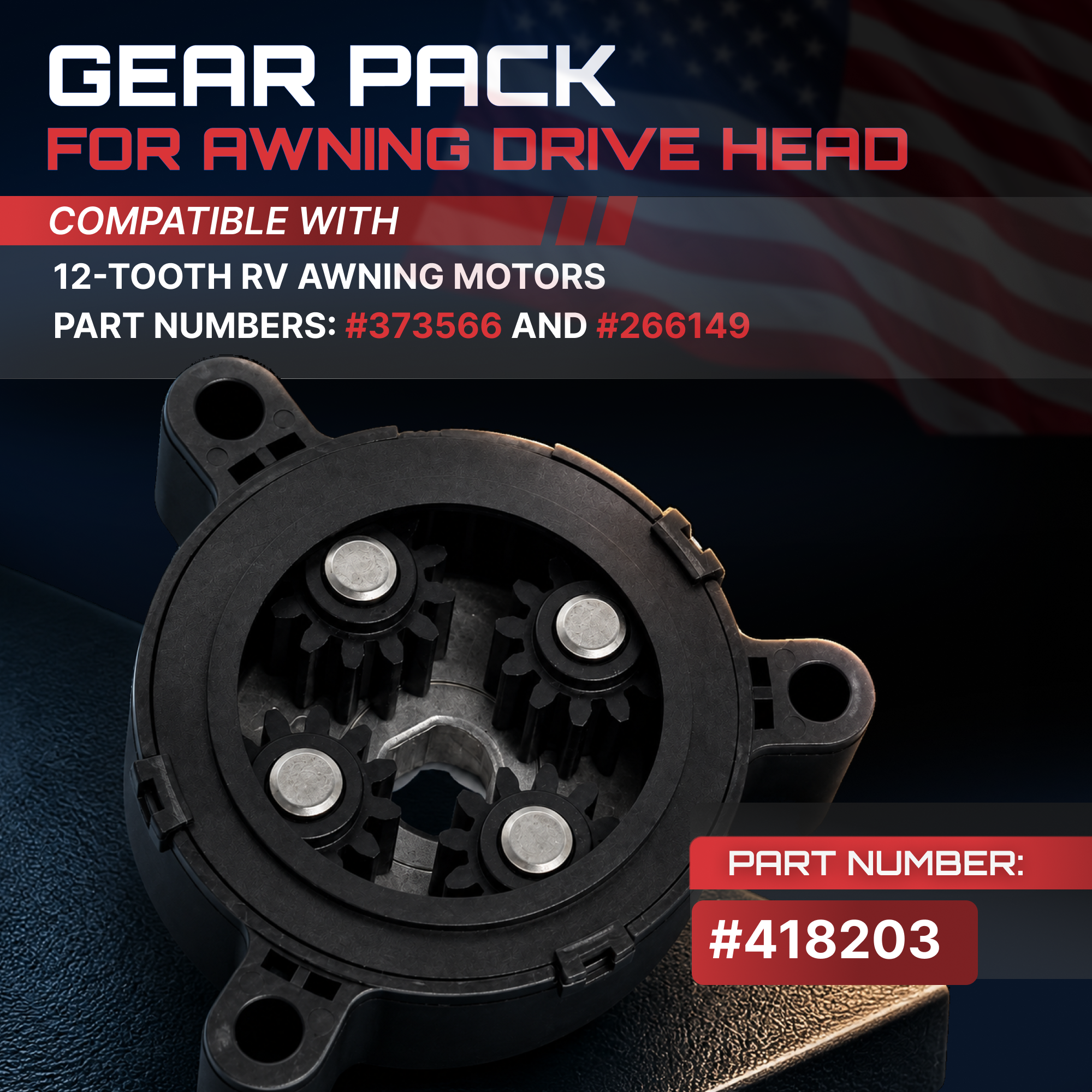 Replacement Gear Pack 418203 for Awning Drive Head, Compatible