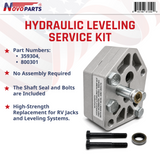 Hydraulic Leveling Pump Service Kit with Shaft Seal and Bolts, Compatible with Part 800301, 359304 High-Strength Replacement for RV Jacks and Leveling Systems