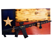 Load image into Gallery viewer, Wooden Rustic Texas State Flag with Gun Rack Handmade 36” x 19.5” Made in the US