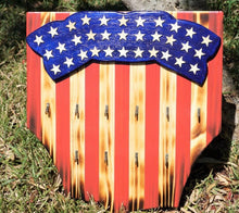 Load image into Gallery viewer, Handmade Wooden American Flag Rustic Key Holder 10 Hooks Size 18 Made in the US