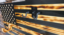 Load image into Gallery viewer, FOR TWO GUNS Wooden Rustic American Flag with Gun Rack 36” x 19.5” Black Made in the US