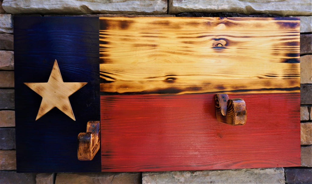 Wooden Rustic Texas State Flag with Gun Rack Handmade 36” x 19.5” Made –  VELES STORE