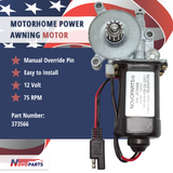 RV Power Awning Replacement Motor 373566 Compatible with Solera US SELLER ONE YEAR WARRANTY FREE REPLACEMENT FAST AND FREE SHIPPING