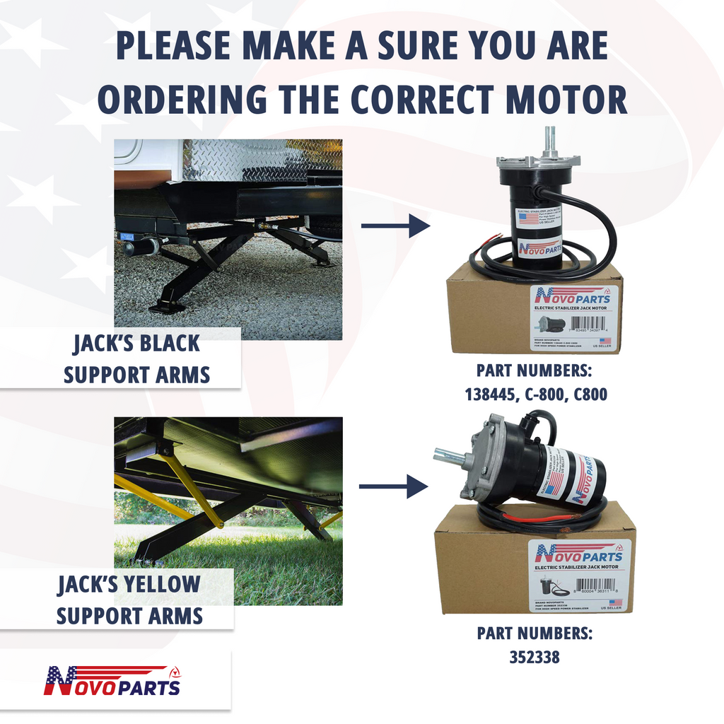 RV Electric Rear Stabilizer Jack Motor 352338 Compatible with Lippert Components US SELLER ONE YEAR WARRANTY FREE REPLACEMENT FAST AND FREE SHIPPING