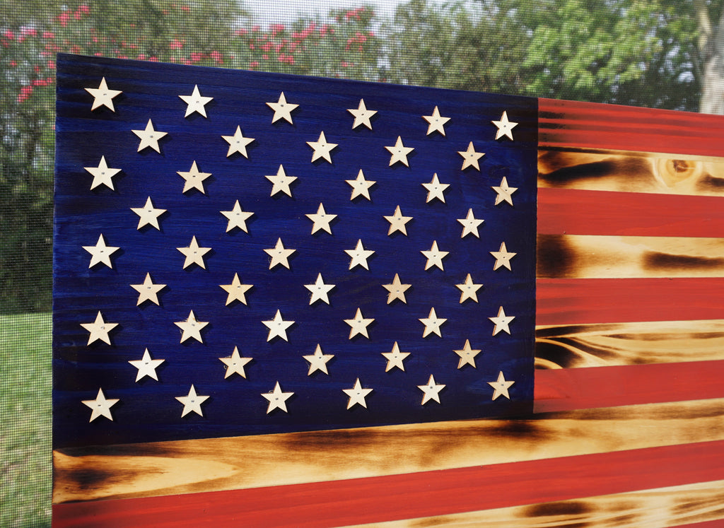 Wooden Rustic American Flag Handmade 36” x 19.5” Made in the US