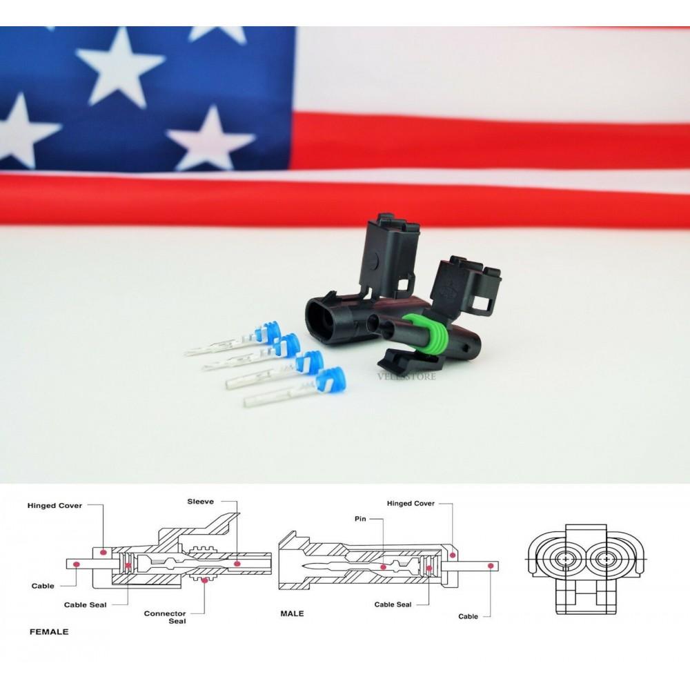 NOVOPARTS Weather Pack 2 Pin Sealed Connector Kit 16-14 GA